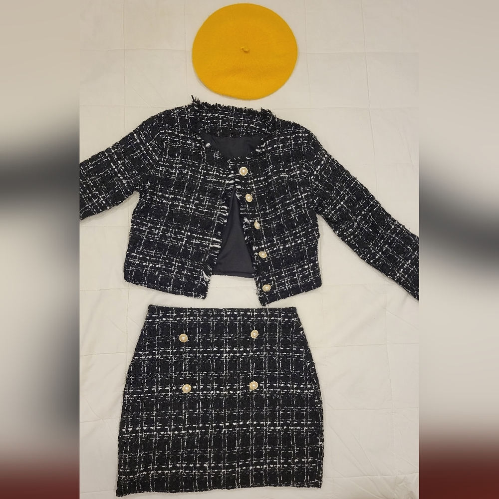Emily in Paris costume (blazer + skirt + beret)